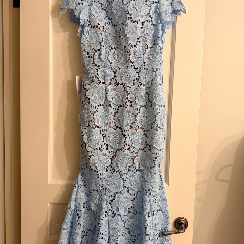 Self-Portrait blue flower lace Dress
